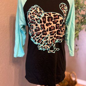 Leopard Turkey / Gobbler Crazy Train 3/4 Sleeve Thanksgiving Ladies Shirt